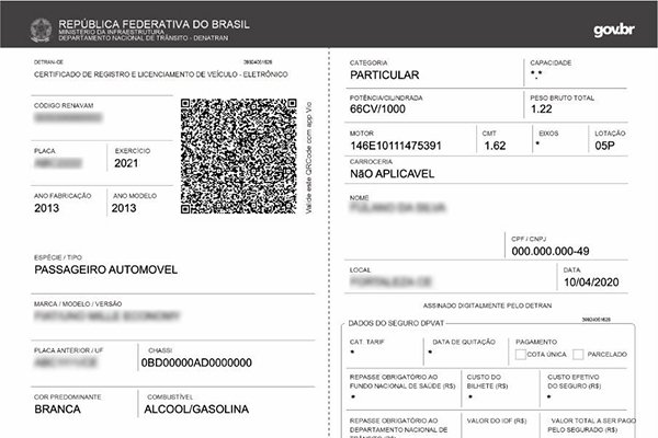 Modelo do CRLV